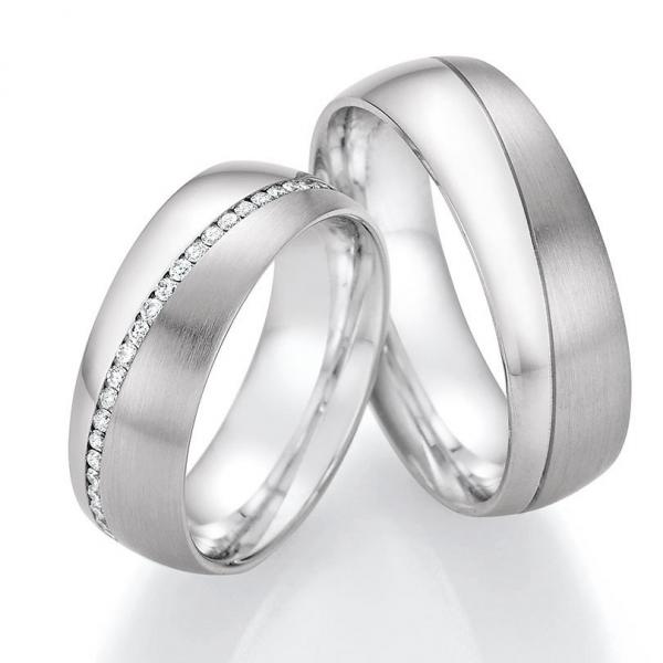 Nowotny-Collection Ruesch Trauringe Weissgold 02/51050-070 + 02/51060-070